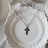 [NMIXX Haewon Necklace] Nocturne Gothic Cross Collarbone Necklace (Stainless Steel)