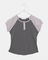 ロールスタープリンテッドラグランパフショートスリーブTシャツ