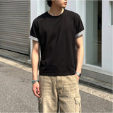 ロールスリーブクロップド半袖Tシャツ ブラック