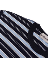 ボーダーオーバーロックストライプTシャツ_ネイビー