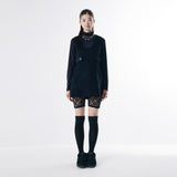 Wool button mini dress 001