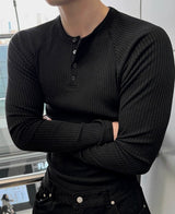 "Muscle Fit Raglan Ribbed Knit (Round Style, Henley Neck Style)"