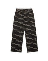 Frayed Logo Baggy Denim Pants - Black