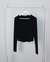 オープンスタッド Uネック ラウンドロング-sleeved T-shirt