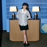 Big collar Stripe Blouse Blue