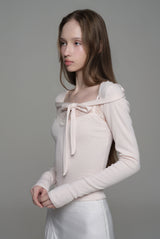 Cotton touch ribbon bolero, Pink