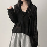 Denk ルーズフィットリネンポケット付きハーフクロップドシャツ southern