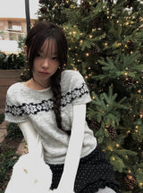 Ulba Snowflake Nordic Short Sleeve Knit