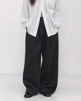 (UNISEX) Pintuck Stripe Wide Slacks
