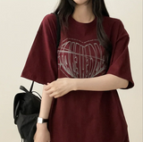フェイスハートボクシーフィット半袖Tシャツ