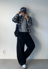 Enf Daily Country Check Cropped Overfit Long Sleeve Shirt