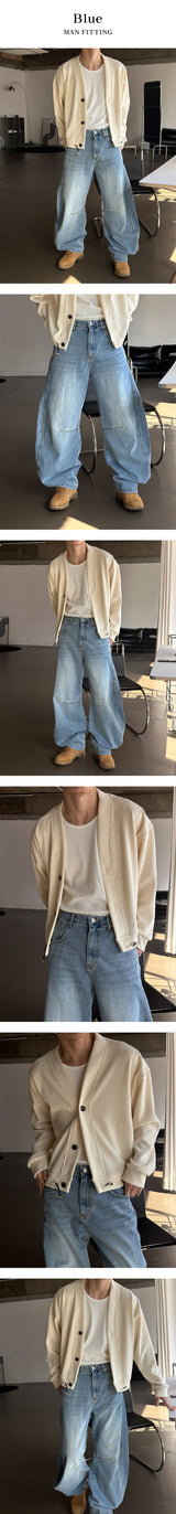[Unisex] カーブダーツワイドデニムパンツ