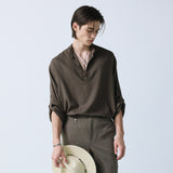 linen concho roll up shirt brown