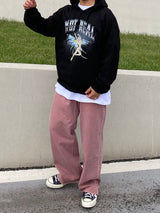 Pink cutting wide pants