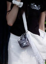 Mini Bag Silver Chain Key Ring_Grey
