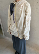 [unisex]オランヌ ウォーマーフード フリース ジップアップ