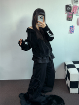 フリースピカブル❤リボンカンカンブーツカットワイド2スタイルパンツ🖤🩶🤎💛5カラー