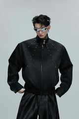Snake Texture Gem Detail Jacket
