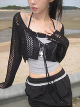Berin Short Vintage Mesh Knit Cardigan