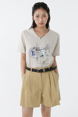 ギャラクシーVネックTシャツ_ライトベージュ