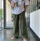 Maret Ice Linen Cargo Banding Wide Pants