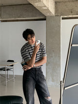LMN D.O. ストライプオーバーサイズフィット半袖Tシャツ (3 colors)