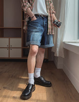 ロンディアンボウォッシュドハーフデニムパンツ