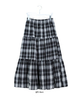 Lumie Check Tiered Banding Long Skirt