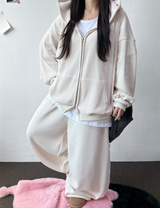 Wide Balloon Set-Up Shiny Velvet Big Hood Zip-Up Hoodie 🖤🐣 3 COLOR