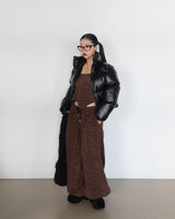 fleece leopard leopard jogger pants