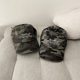 Nita washing lettering embroidery camo ball cap