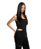 CUT-OUT STUD SLEEVELESS TOP BLACK