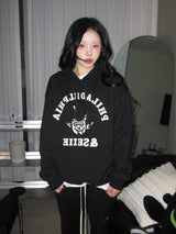 Devil Stitch Applique Hoodie Black