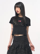ロマンスクロップTシャツ BLACK