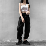 (Unisex) K-POP IUカーゴビッグワイドストリングカーゴパンツ (3 colors)
