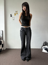 Double Button Semi-Loose Bootcut Pants 2color