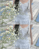 メモリードットフリルナシワンピース (White)
