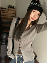 Fake two-piece knit ribbed top