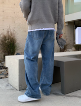  Lebey Daily Back Banding Wide Denim Pants