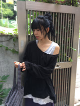 26FW★ [BAONHAUS] レニル シャーリング レイヤード ロングスリーブ Tシャツ