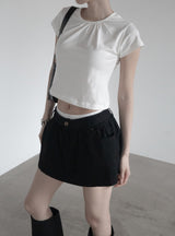 Center Shirred Round Crop Top