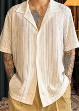 Cotton net collar short sleeve knit 3COLOR