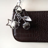Silver cherry star keyring