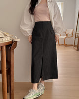 Deck denim long skirt