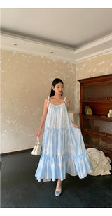 Sky Cloud Cancan Sleeveless Long One Piece