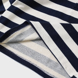 Stripe Rugby Sweat Cropped Collar T-shirt / Navy-Ivory [Women]
