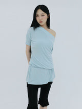 DRAPE BAND OFF-SHOULDER TOP(MINT)