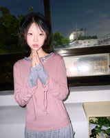 (3color)シャーリング レイヤード ロングスリーブ Tシャツ