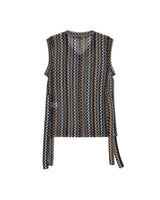 V neck knit Vest _ BROWN