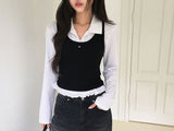 Tweety Frill Collar Polka Dot Long Sleeve T-Shirt